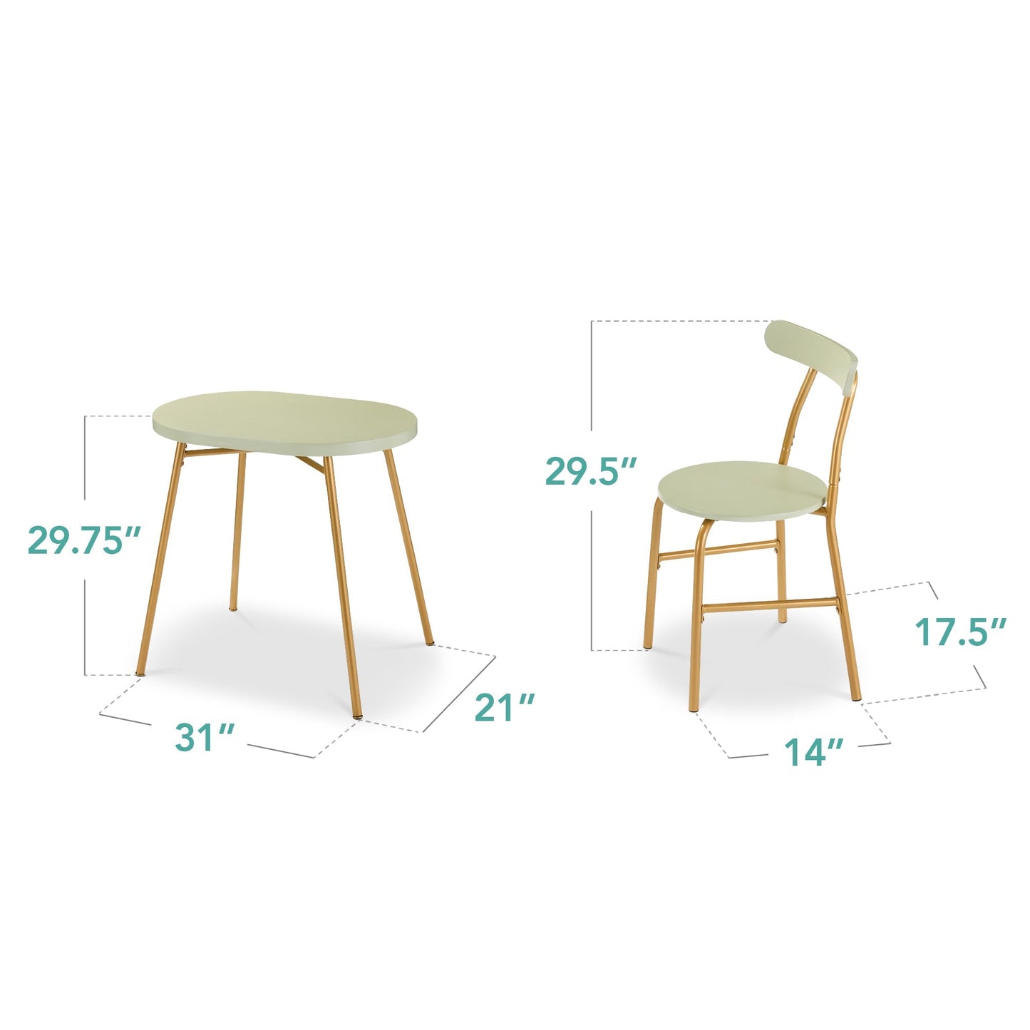 3-Piece Oval Dining Table Set, Small Kitchen Set w/ 2 Chairs