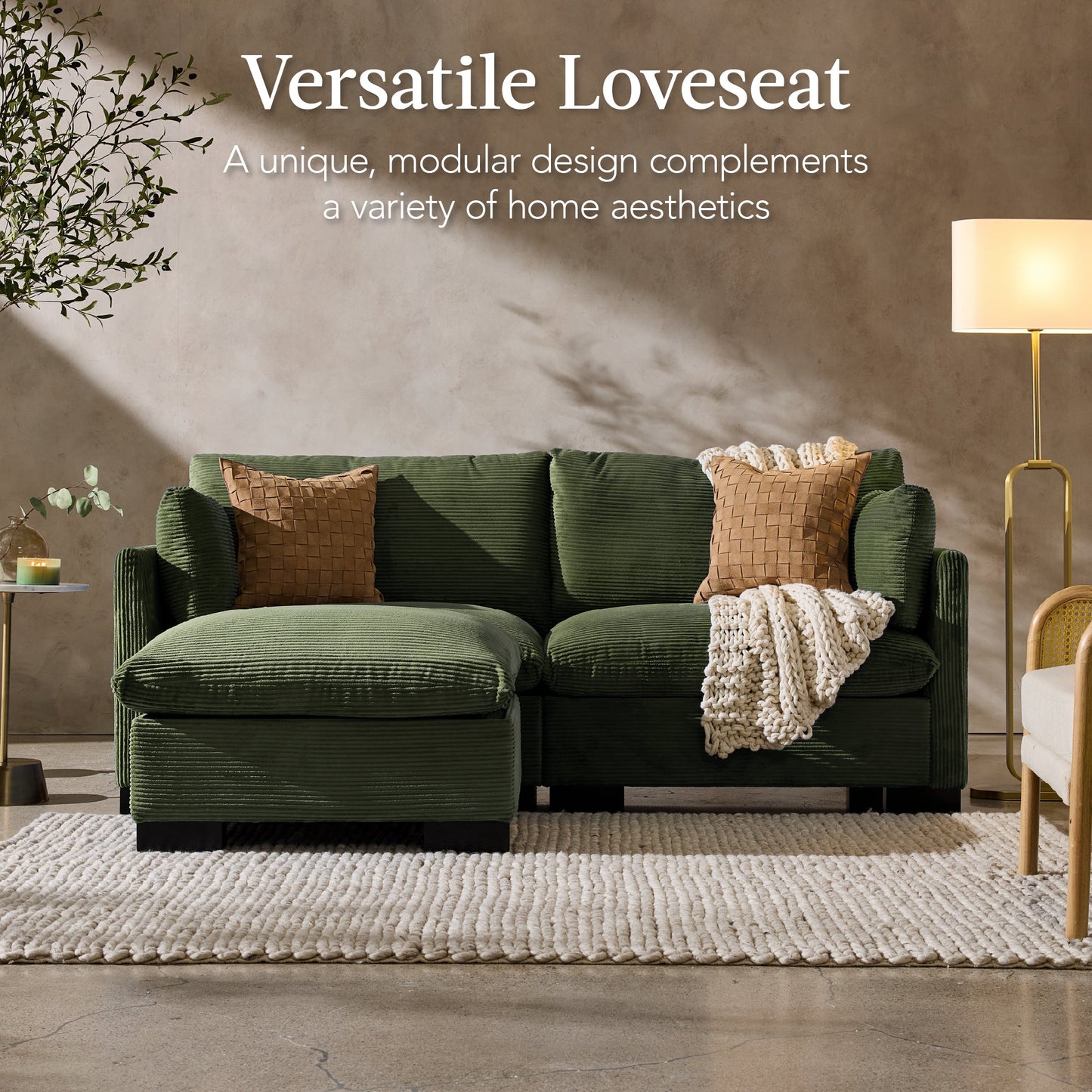 Modular Sectional Pillowtop Sofa w/ Ottoman & Storage 82in