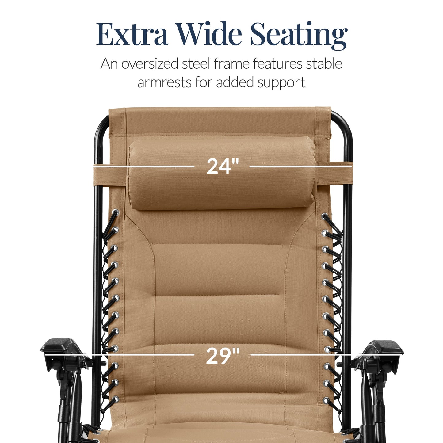 Oversized Padded Zero Gravity Chair, Folding Recliner w/ Headrest, Side Tray
