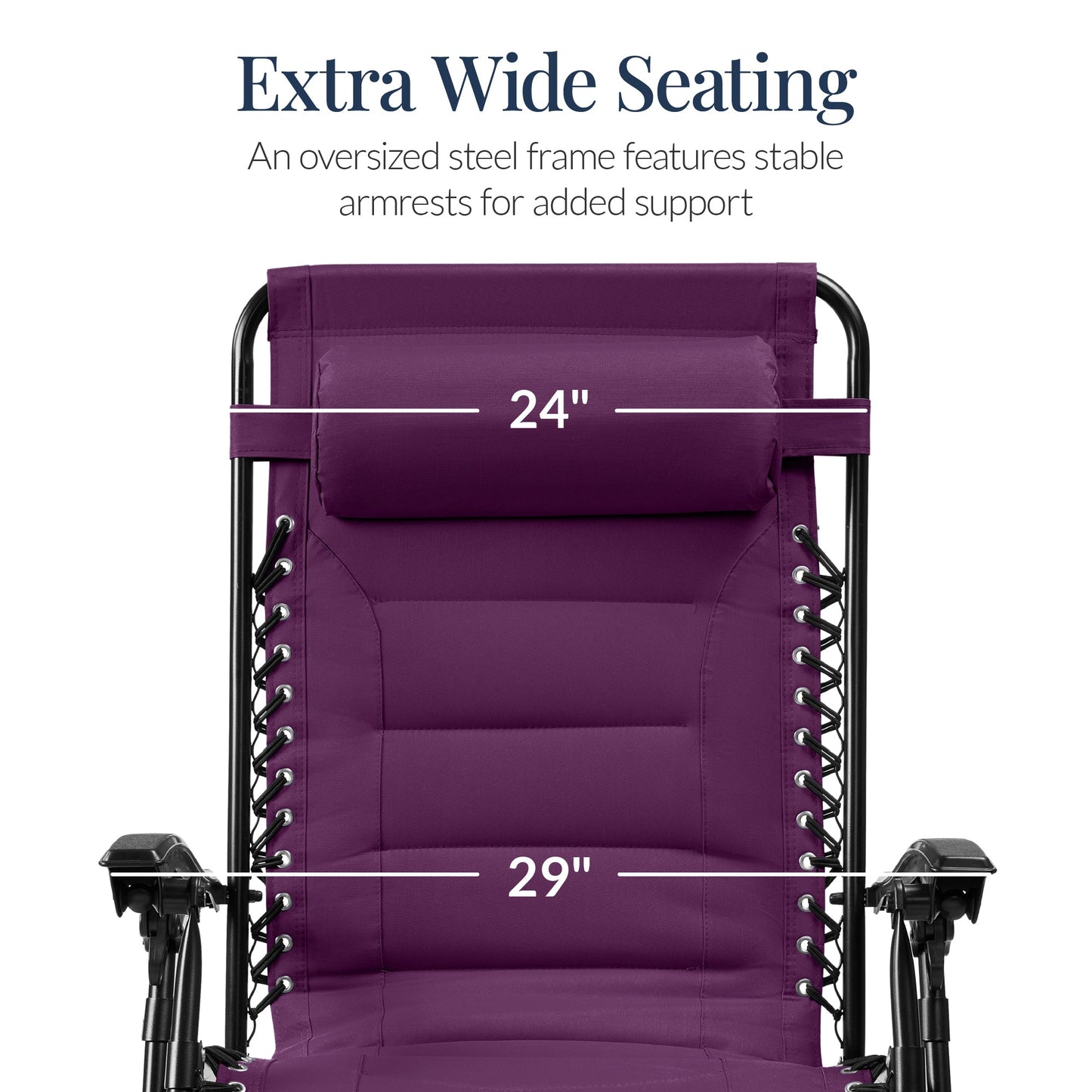 Oversized Padded Zero Gravity Chair, Folding Recliner w/ Headrest, Side Tray