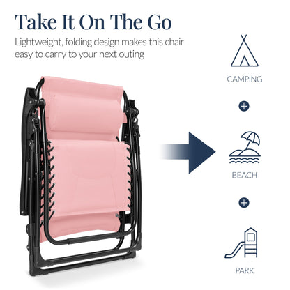 Oversized Padded Zero Gravity Chair, Folding Recliner w/ Headrest, Side Tray