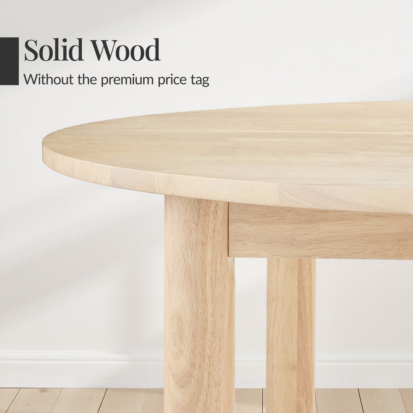 47In Round Solid Wood Dining Table, Modern Farmhouse Table For 4, Space Saving, Easy Assembly