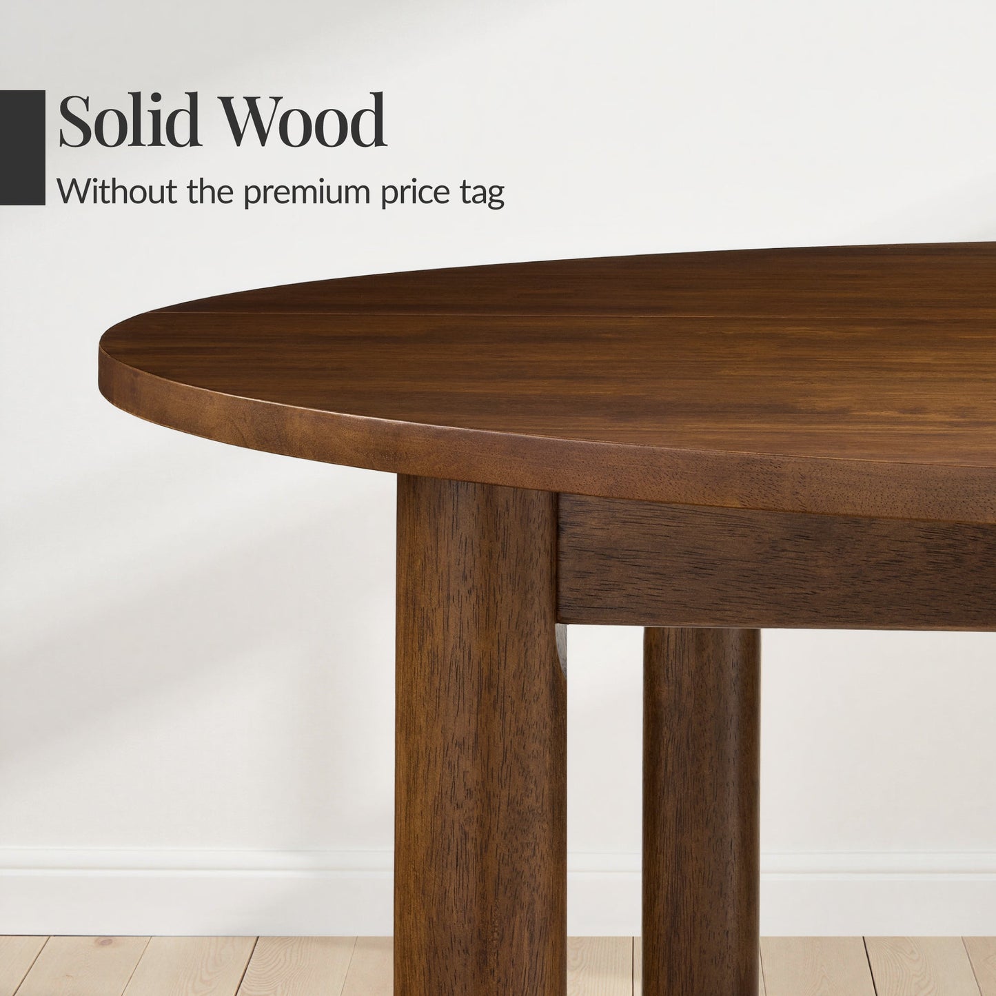 47In Round Solid Wood Dining Table, Modern Farmhouse Table For 4, Space Saving, Easy Assembly