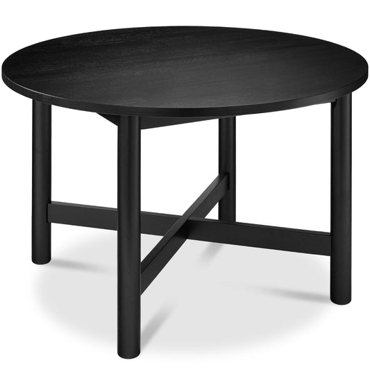 47In Round Solid Wood Dining Table, Modern Farmhouse Table For 4, Space Saving, Easy Assembly