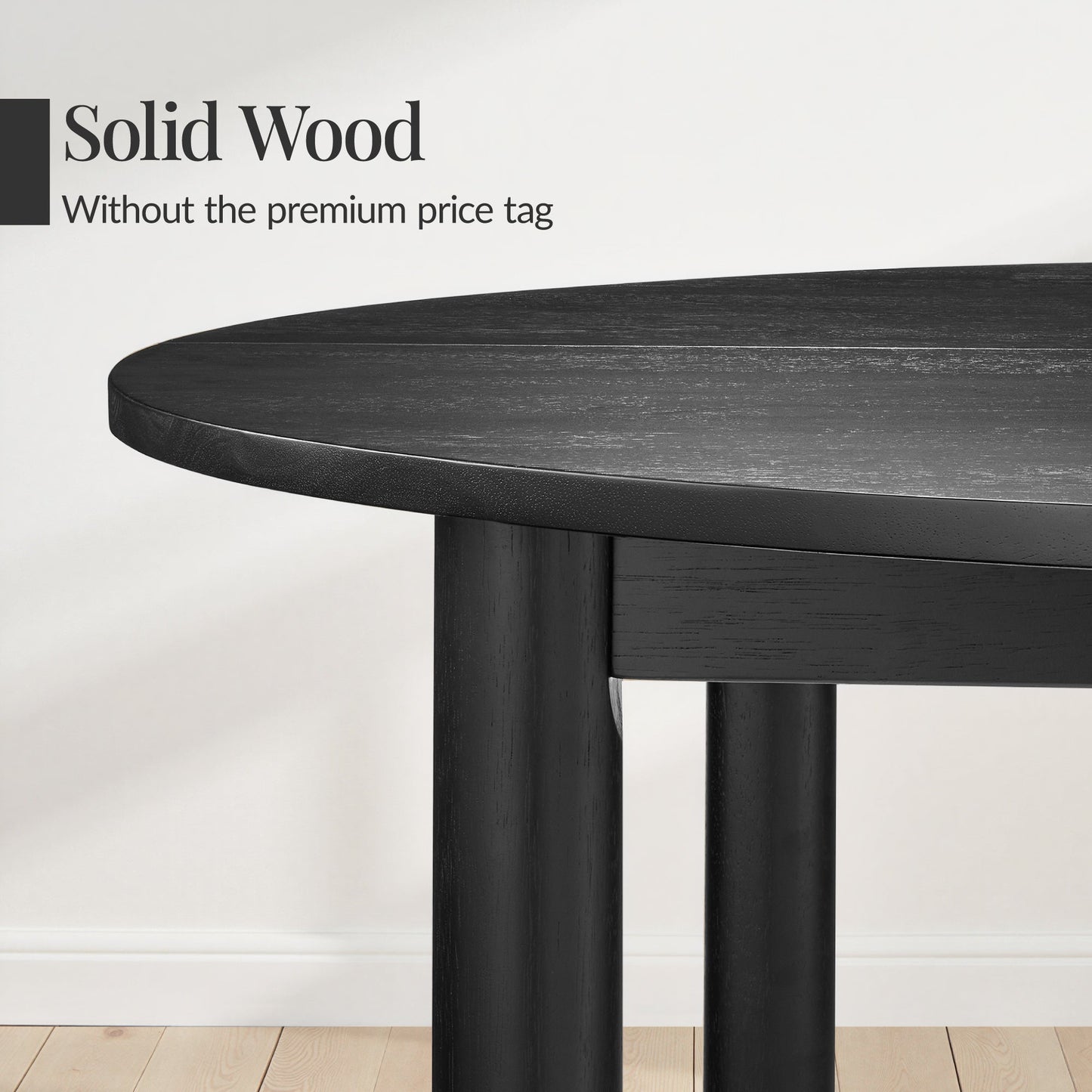 47In Round Solid Wood Dining Table, Modern Farmhouse Table For 4, Space Saving, Easy Assembly