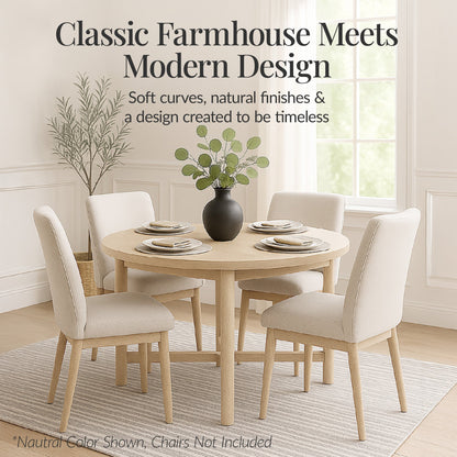 47In Round Solid Wood Dining Table, Modern Farmhouse Table For 4, Space Saving, Easy Assembly
