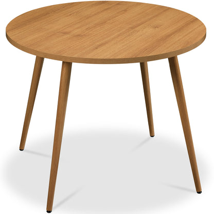 Round Mid-Century Modern 35.5in Dining Table, Dinette for Home or Kitchen w/Wood Finish Steel Legs