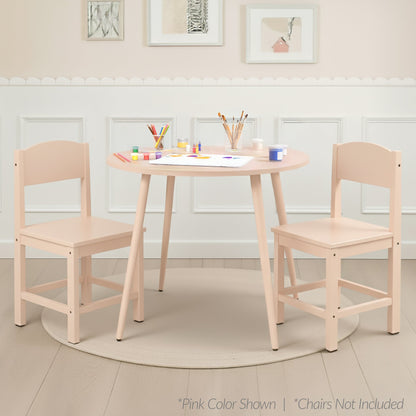 Round Mid-Century Modern 35.5in Dining Table, Dinette for Home or Kitchen w/Wood Finish Steel Legs