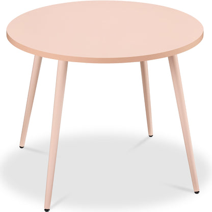 Round Mid-Century Modern 35.5in Dining Table, Dinette for Home or Kitchen w/Wood Finish Steel Legs