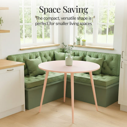 Round Mid-Century Modern 35.5in Dining Table, Dinette for Home or Kitchen w/Wood Finish Steel Legs