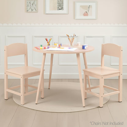Round Mid-Century Modern 35.5in Dining Table, Dinette for Home or Kitchen w/Wood Finish Steel Legs