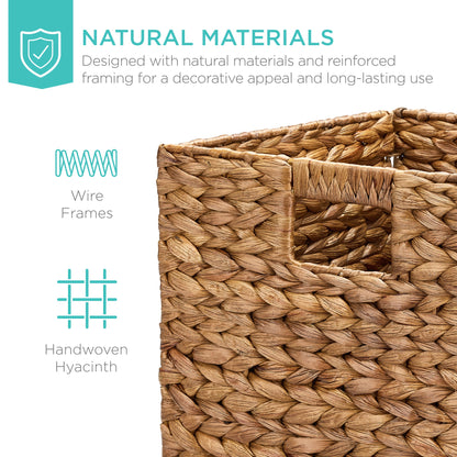 Set of 5 Collapsible Hyacinth Storage Baskets w/ Inserts - 10.5x10.5in
