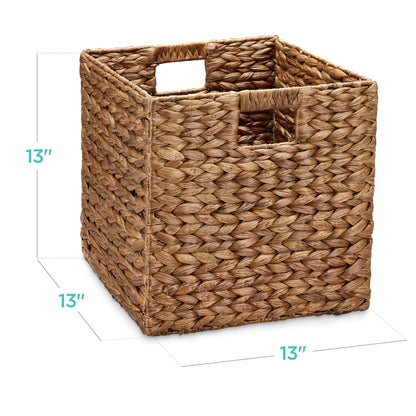 Set of 5 Collapsible Hyacinth Storage Baskets w/ Inserts - 13x13in