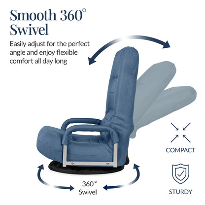 Gaming Floor Chair w/ 360-Degree Swivel, Armrest, Adjustable Backrest