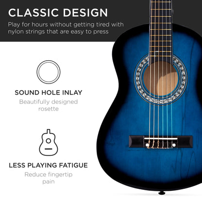Beginner Acoustic Guitar Set w/ Case, Strap, Extra Strings - 38in