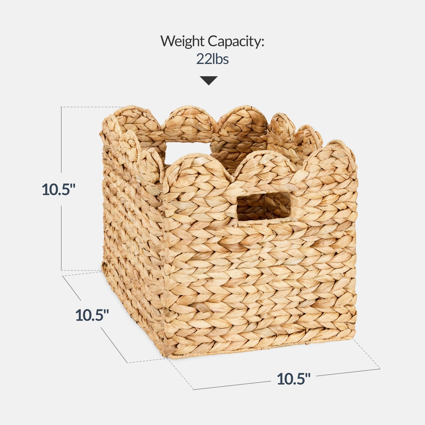 Scalloped 10.5 x 10.5in Hyacinth Storage Basket Set of 5