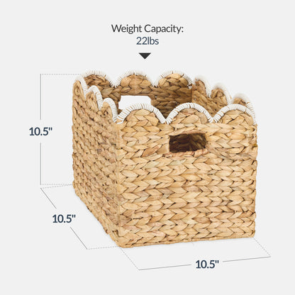 Scalloped 10.5 x 10.5in Hyacinth Storage Basket Set of 5
