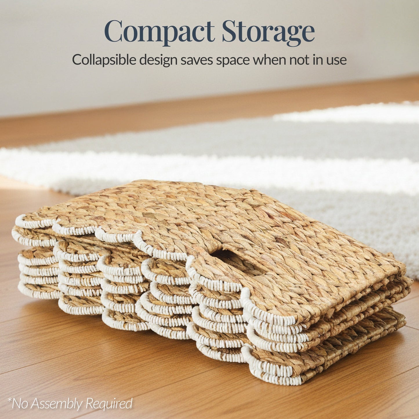 Scalloped 10.5 x 10.5in Hyacinth Storage Basket Set of 5