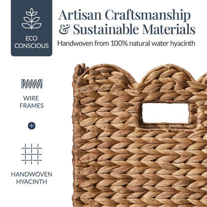 Scalloped 12x 12 Hyacinth Storage Basket Set of 5