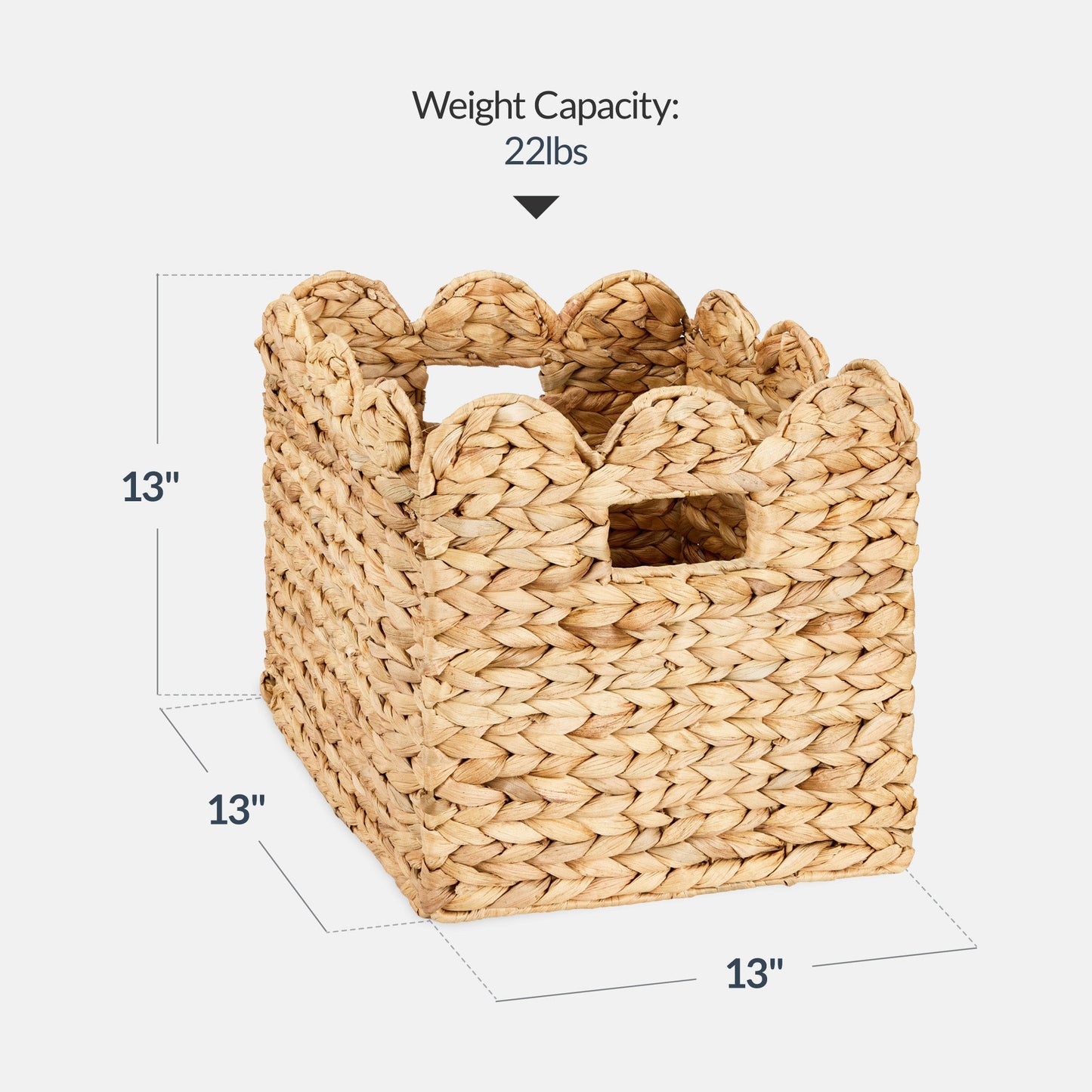 Scalloped 13 x 13in Hyacinth Storage Basket Set of 5