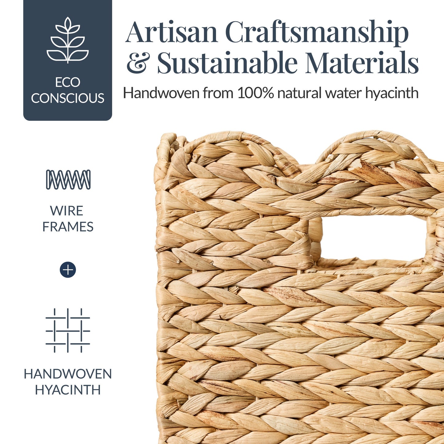 Scalloped 13 x 13in Hyacinth Storage Basket Set of 5
