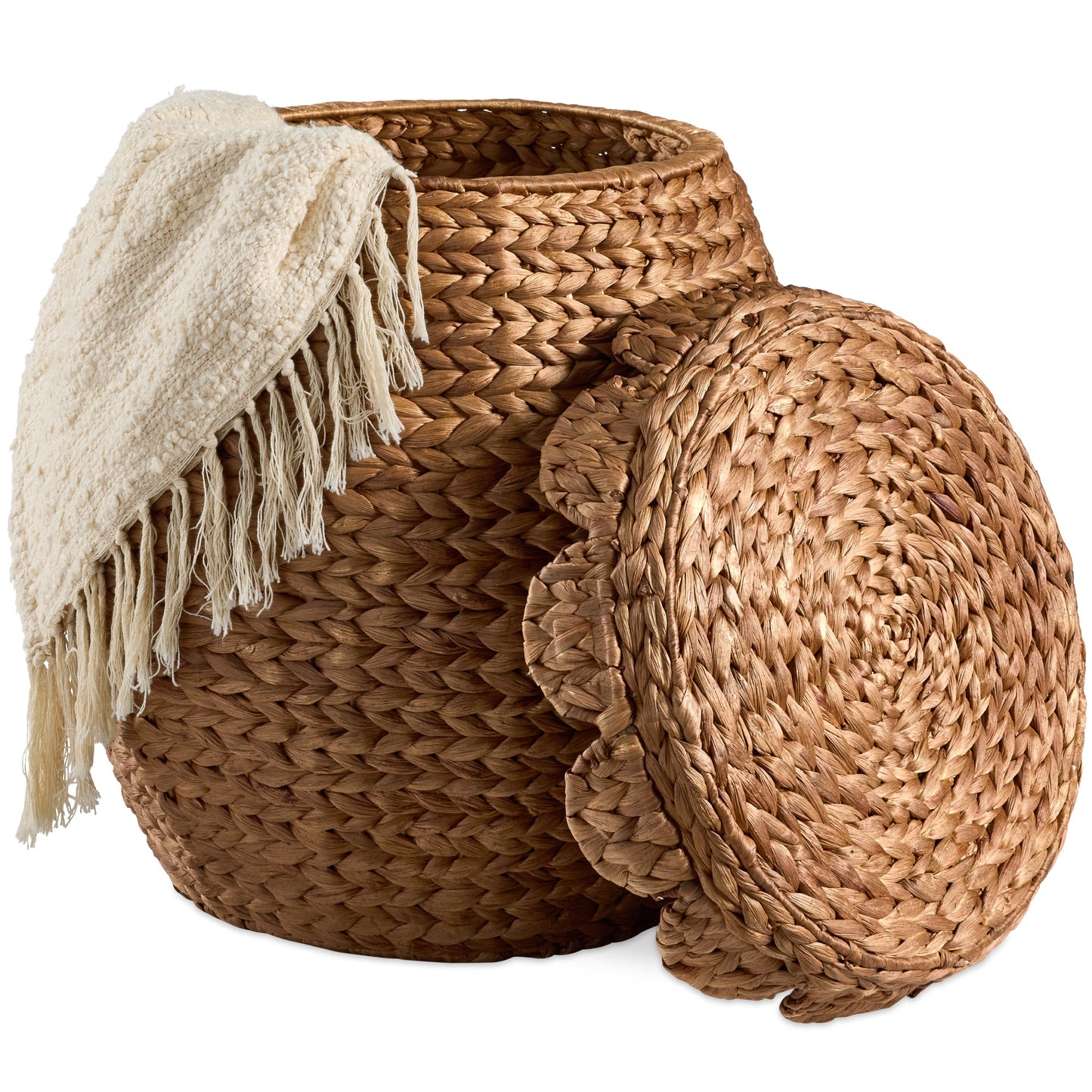 Scalloped Hyacinth Storage Tote Basket
