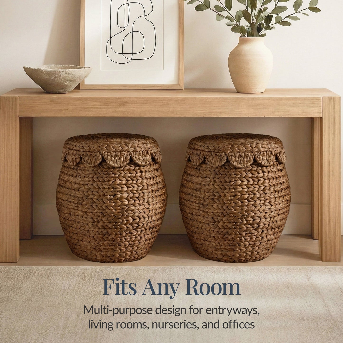 Scalloped Hyacinth Storage Tote Basket