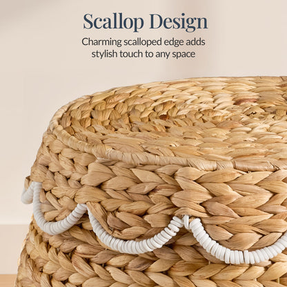Scalloped Hyacinth Storage Tote Basket