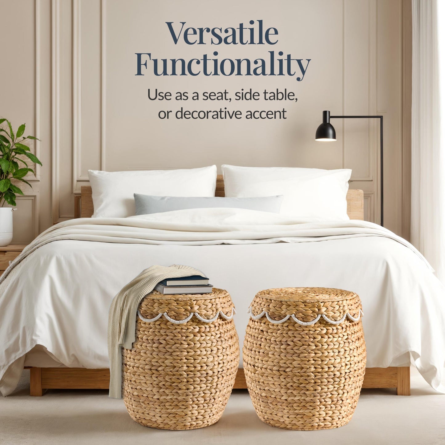 Scalloped Hyacinth Storage Tote Basket
