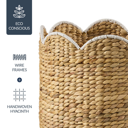Scalloped 3PC Water Hyacinth Nesting Baskets