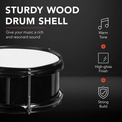 Kids Beginner 3-Piece Drum, Musical Instrument Set w/ Sticks, Stool, Pedal