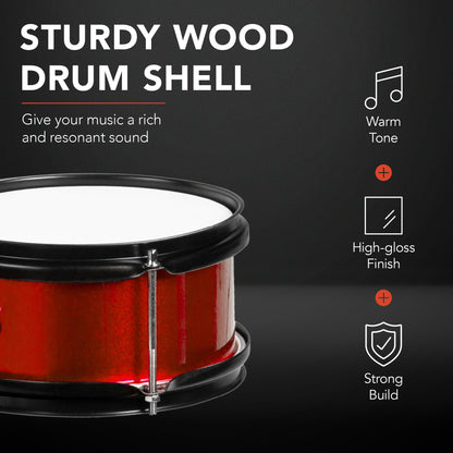 Kids Beginner 3-Piece Drum, Musical Instrument Set w/ Sticks, Stool, Pedal