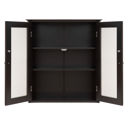 Bathroom Wall Storage Medicine Cabinet w/ Tempered Glass Double Doors