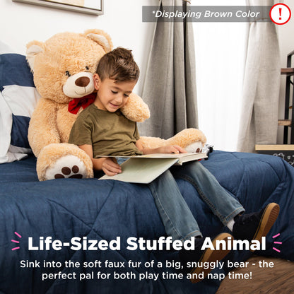 Giant Plush Teddy Bear Stuffed Animal w/ Bow Tie, Paw Prints - 35in