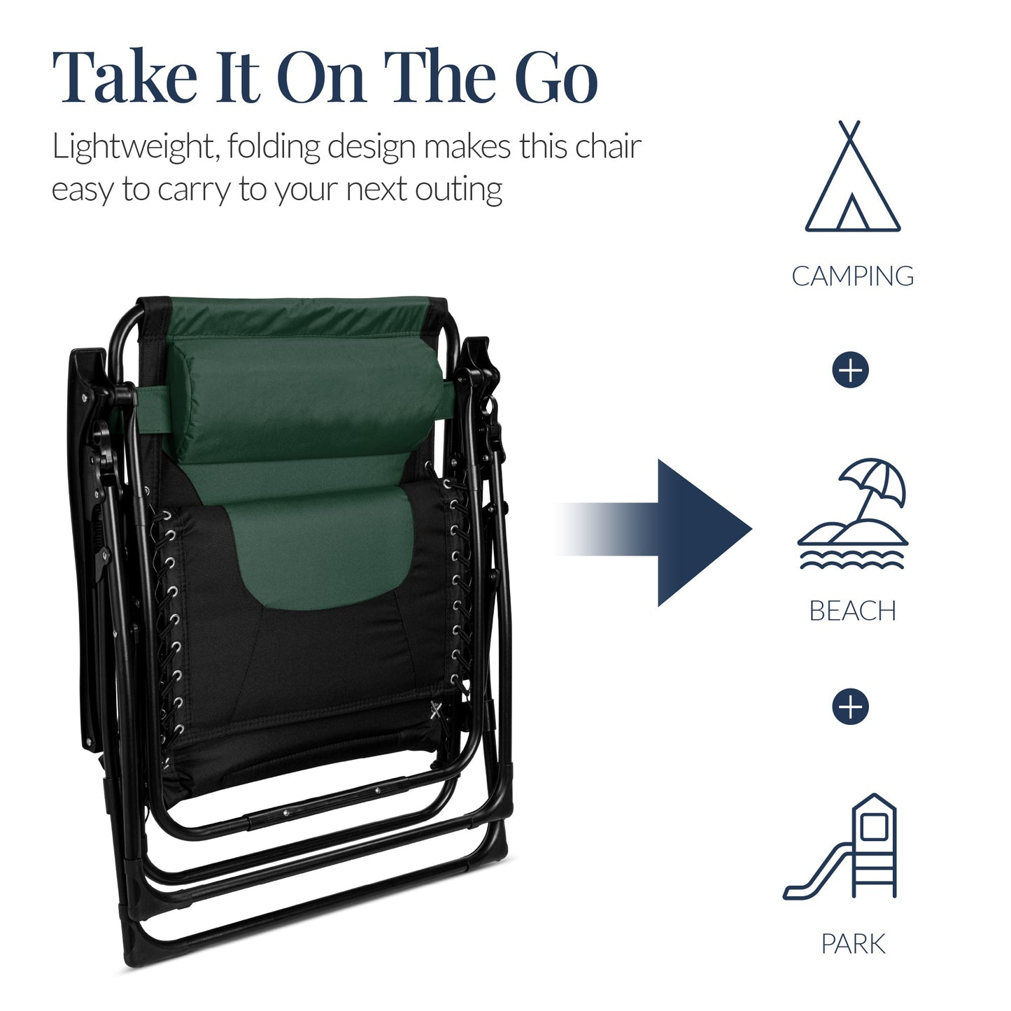 Oversized Padded Zero Gravity Chair, Folding Recliner w/ Headrest, Side Tray