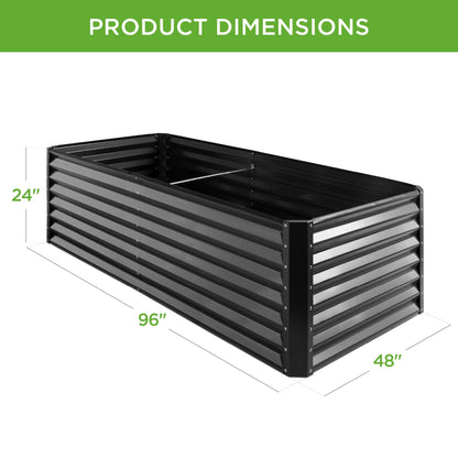 Outdoor Metal Raised Garden Bed for Vegetables, Flowers, Herbs - 8x4x2ft