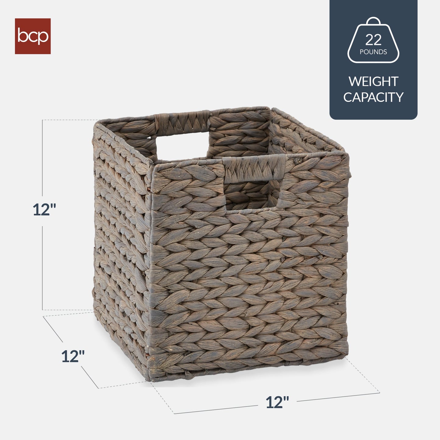 Set of 5 Collapsible Hyacinth Storage Baskets w/ Inserts - 12x12in
