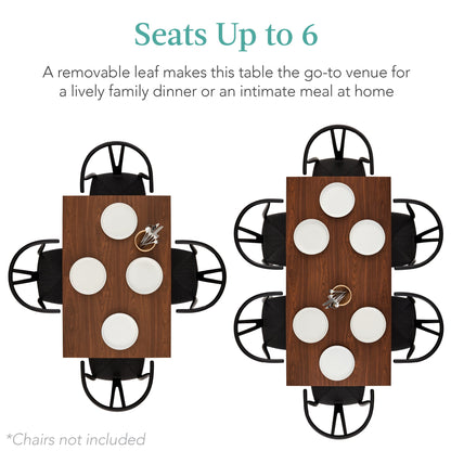 Modern Extendable Dining Table w/ Leaf Extension, 2 Locks - 47 to 63in