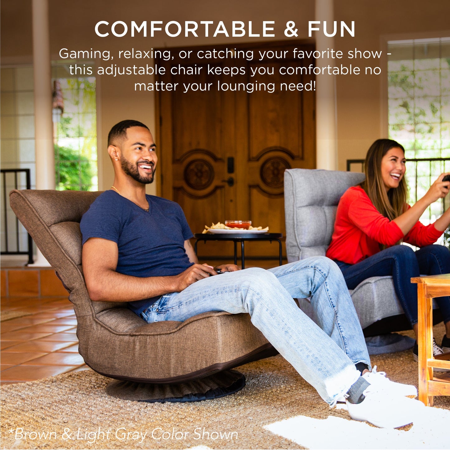 Folding Floor Gaming Chair w/ 360-Degree Swivel, 4 Adjustable Positions