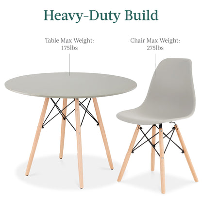 5-Piece Mid-Century Modern Dining Set w/ 4 Chairs, Wooden Legs, Metal Frame