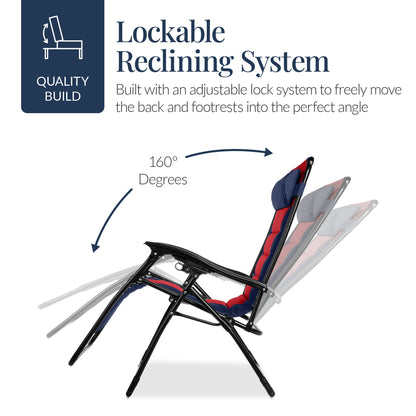 Oversized Padded Zero Gravity Chair, Folding Recliner w/ Headrest, Side Tray
