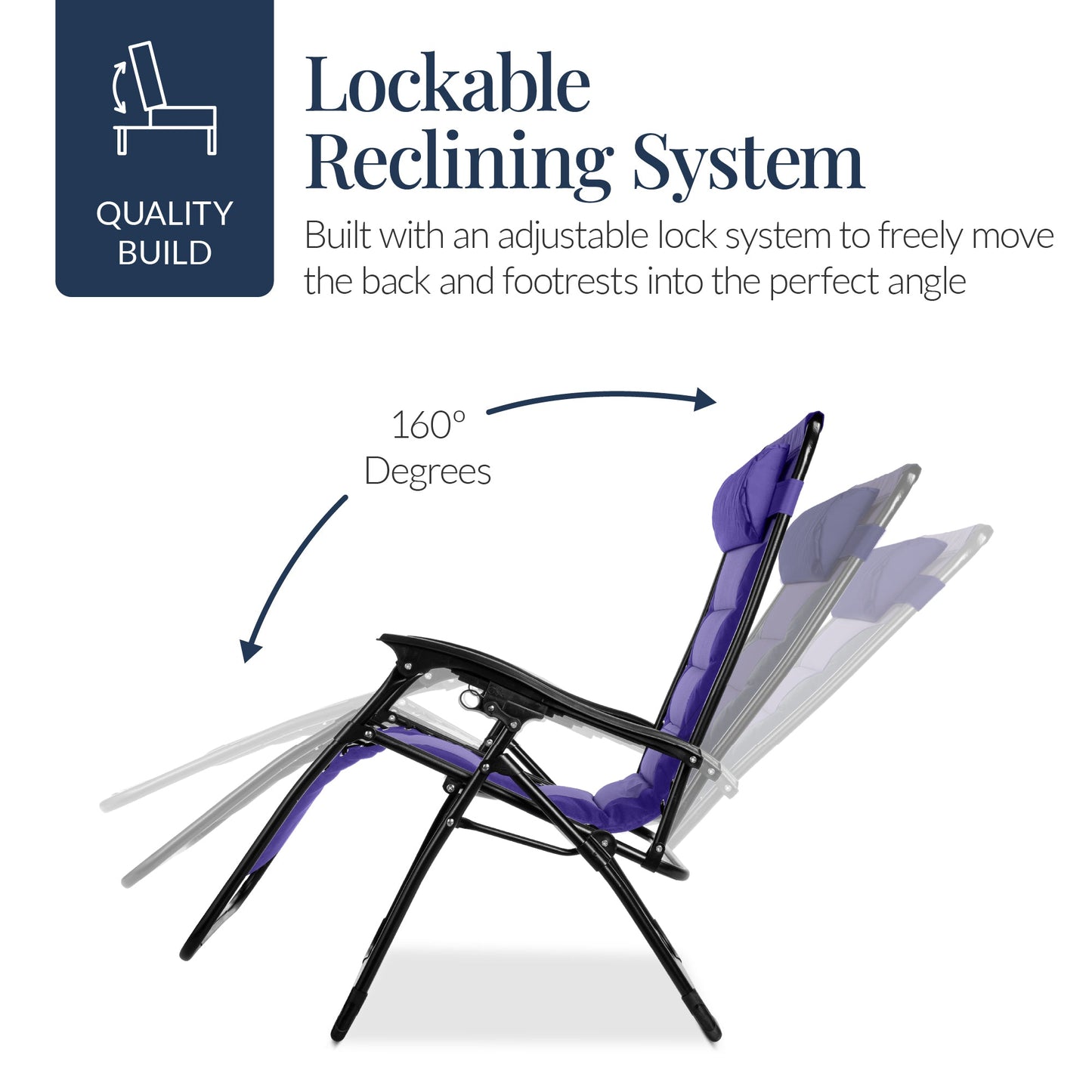 Oversized Padded Zero Gravity Chair, Folding Recliner w/ Headrest, Side Tray