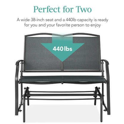 2-Person Patio Loveseat Swing Glider, Bench Rocker w/ Armrests