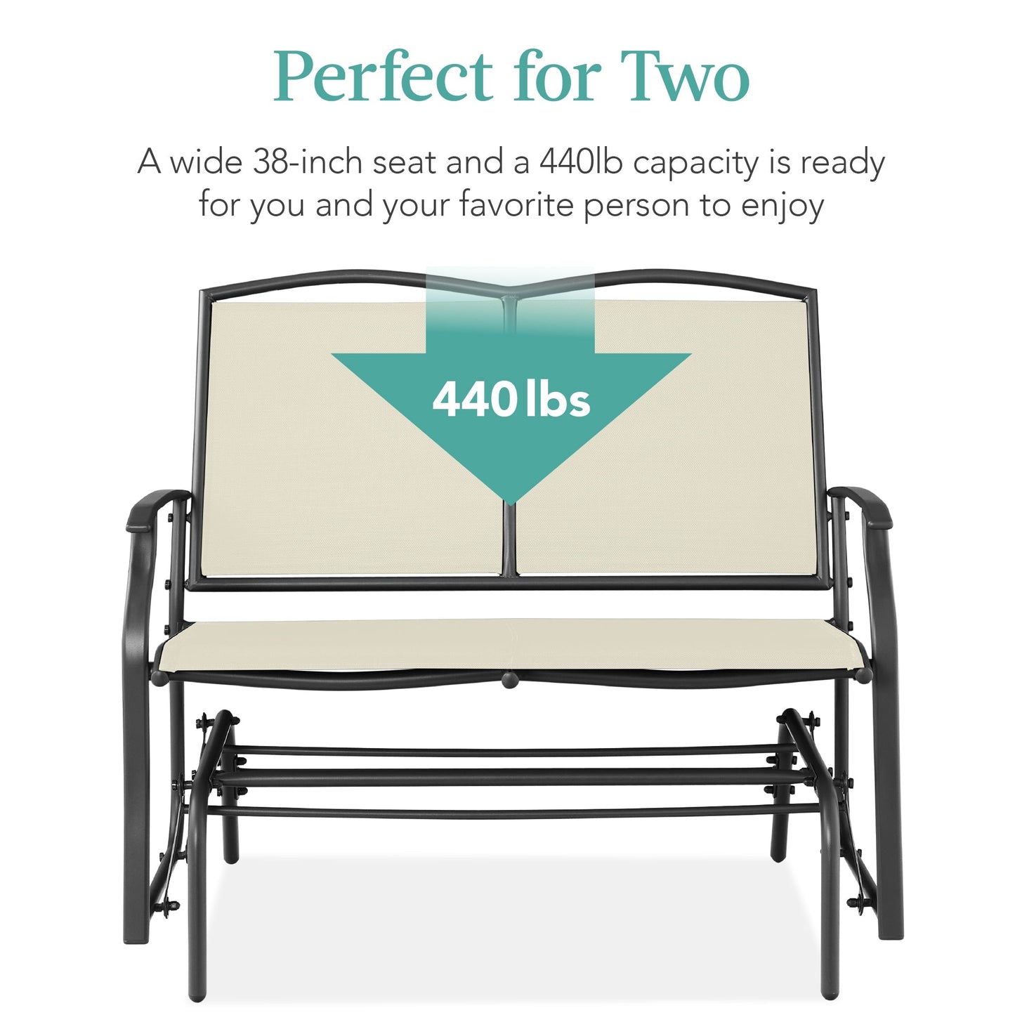 2-Person Patio Loveseat Swing Glider, Bench Rocker w/ Armrests