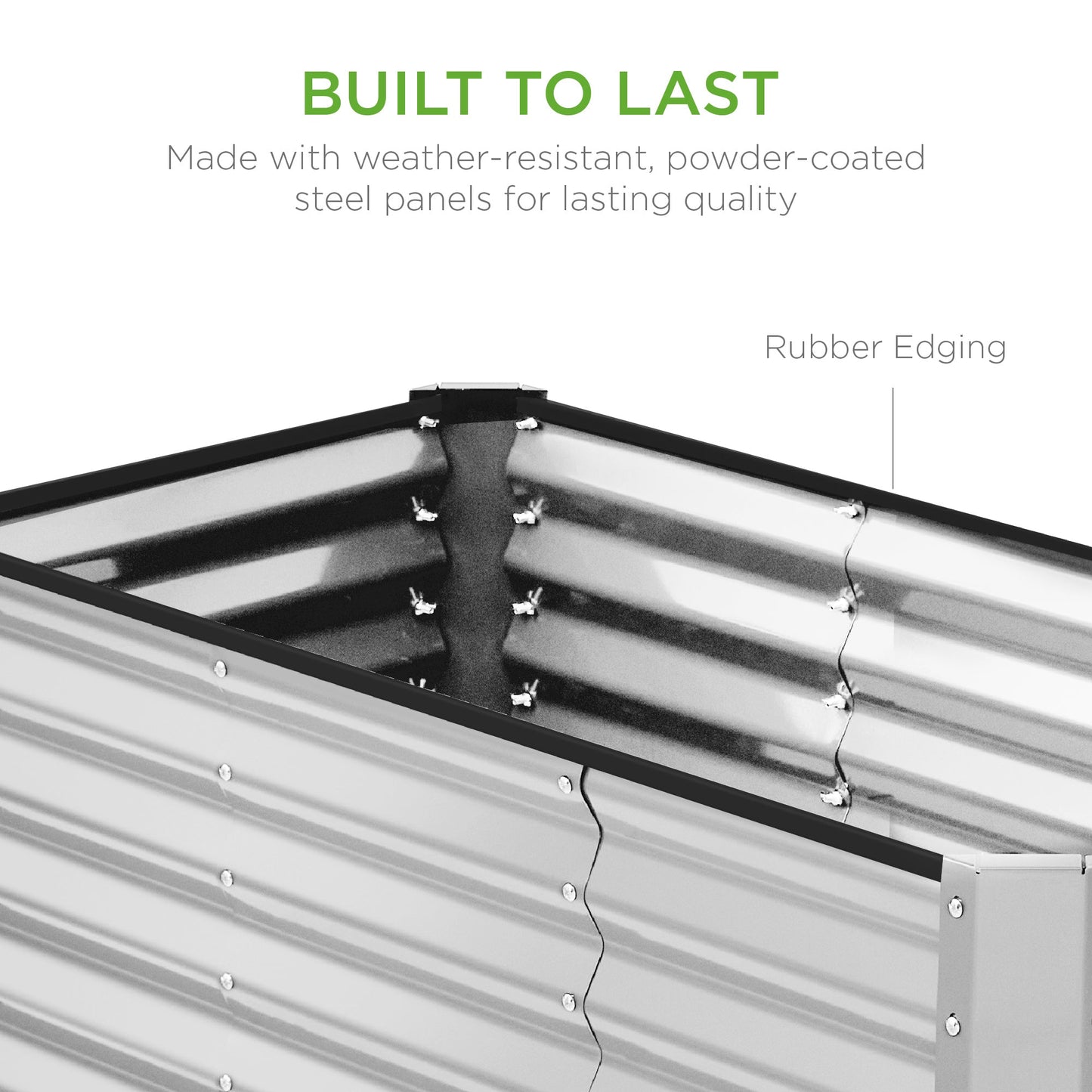 Outdoor Raised Metal Garden Bed for Vegetables, Flowers, Herbs - 4x2x2ft