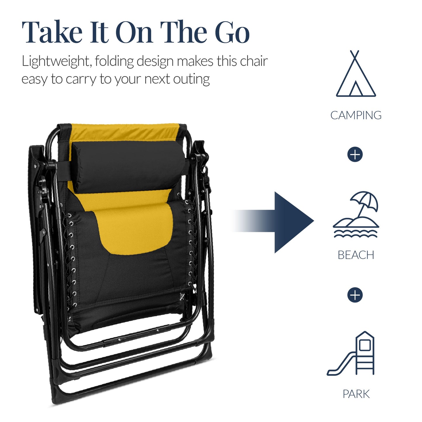 Oversized Padded Zero Gravity Chair, Folding Recliner w/ Headrest, Side Tray