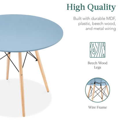 5-Piece Mid-Century Modern Dining Set w/ 4 Chairs, Wooden Legs, Metal Frame