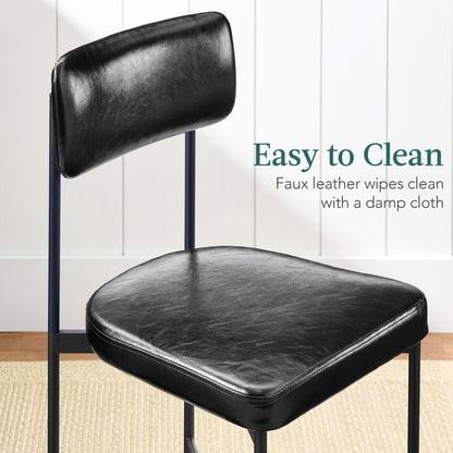 Dining Chair Set of 2, Faux Leather, Standard Height, Metal Frame