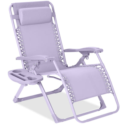 Monochromatic Zero Gravity Patio Chair Recliner w/ Side Tray, Headrest