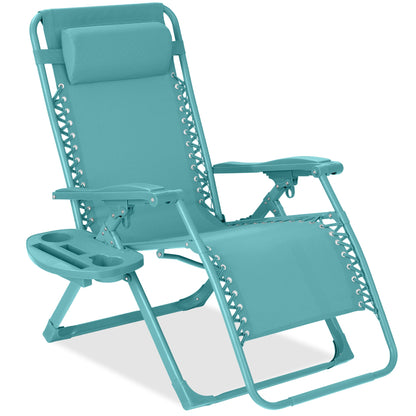 Monochromatic Zero Gravity Patio Chair Recliner w/ Side Tray, Headrest